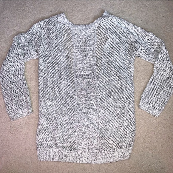 Garage Off-White Ribbed Tube Top (S) & Mixed Grey Knit Cardigan (XS/S) - Picture 6 of 10